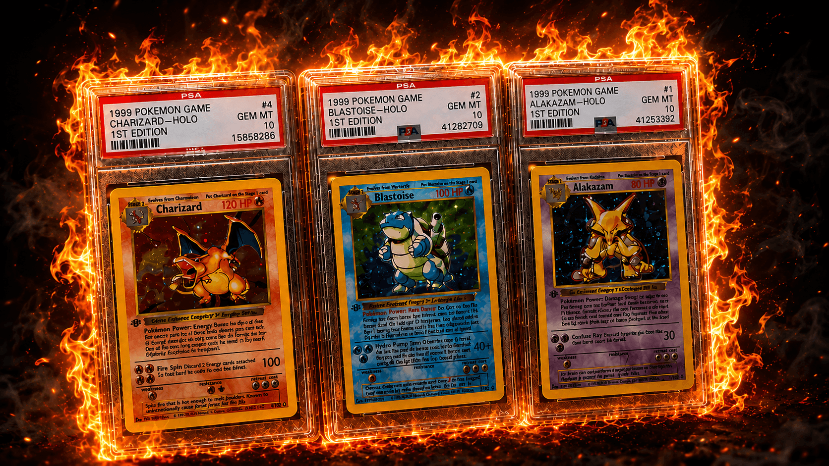 Vintage Pokemon, Charizard, Blastoise, Alakazam, Graded Cards