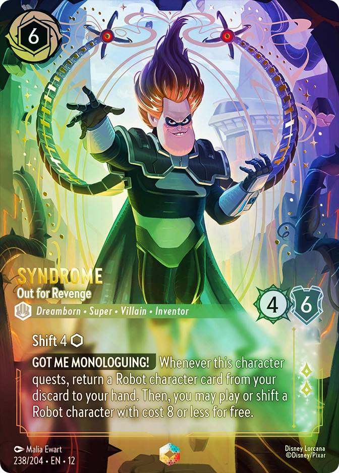 Syndrome - Out for Revenge, the Enchanted alt-art card from Lorcana Wilds Unknown.